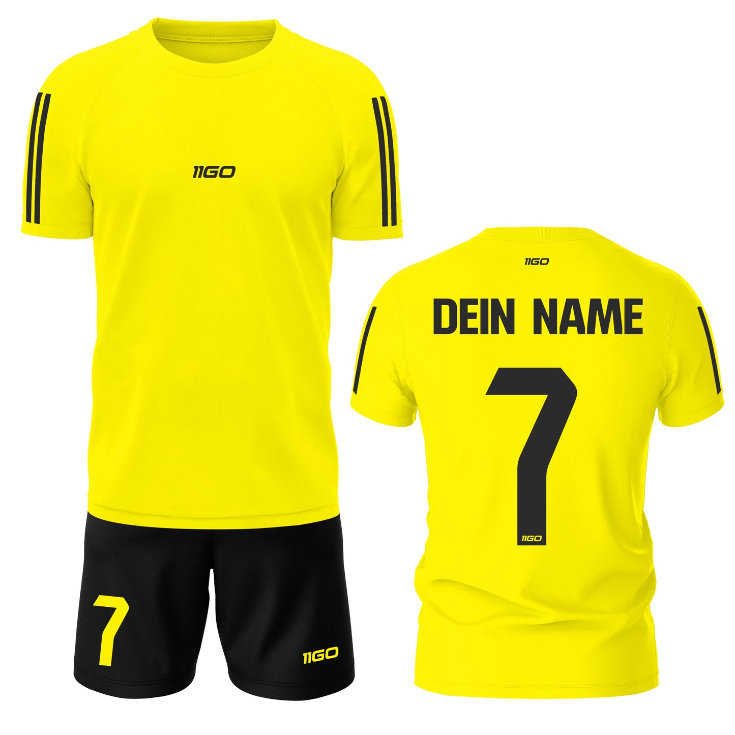 Personalisiertes Fußballtrikot mit Hose Gelb mit eigenem Namen und Nummer