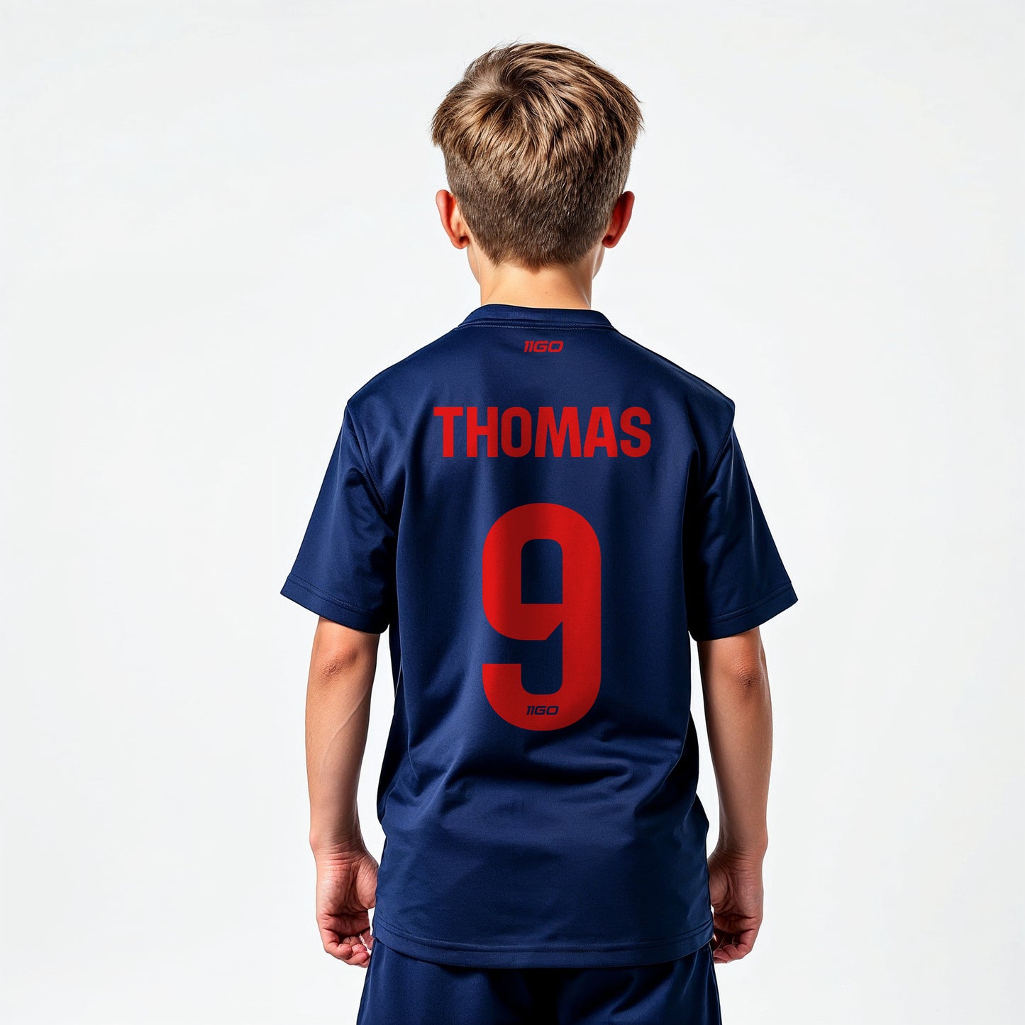 Personalisiertes Fußballtrikot mit Hose Marine - Rot mit eigenem Namen und Nummer