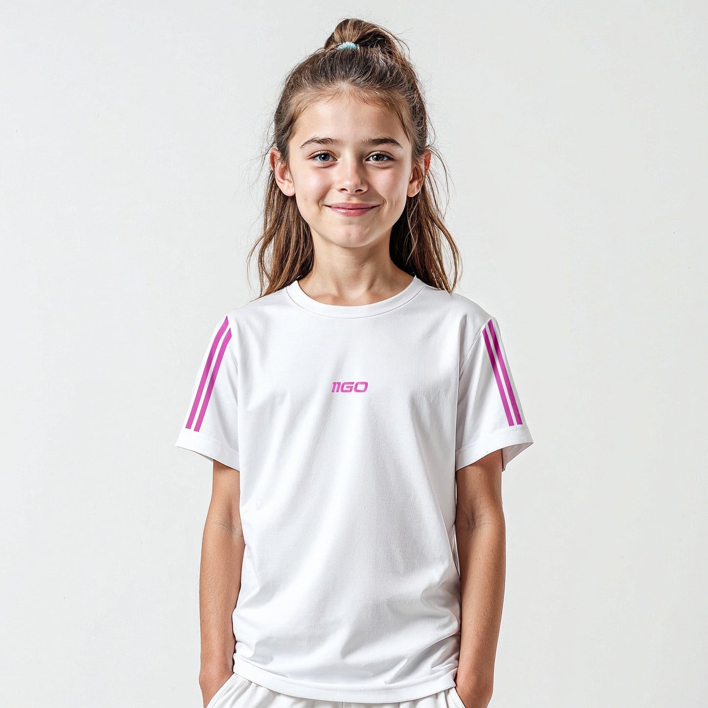 Personalisiertes Kinder-Fußball Set Weiß - Rosa mit eigenem Namen und Nummer