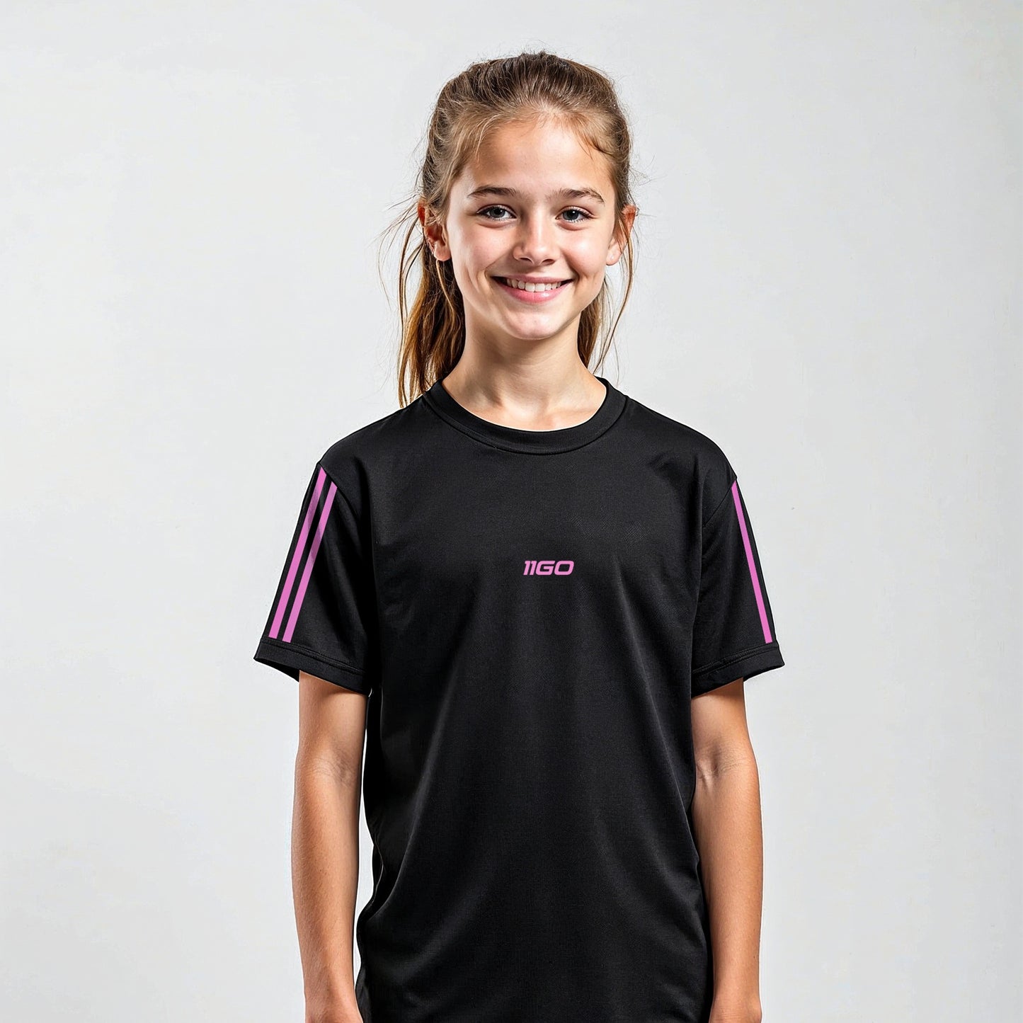 Personalisiertes Kinder-Fußball Set Schwarz- Rosa mit eigenem Namen und Nummer