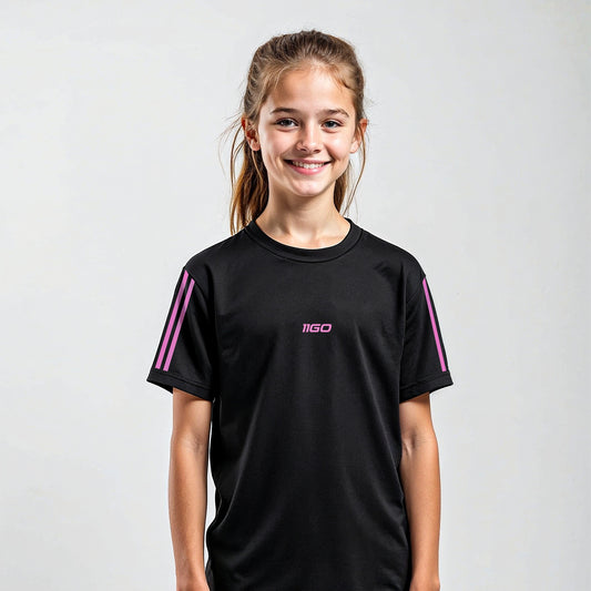 Personalisiertes Fußballtrikot mit Hose Schwarz- Rosa mit eigenem Namen und Nummer