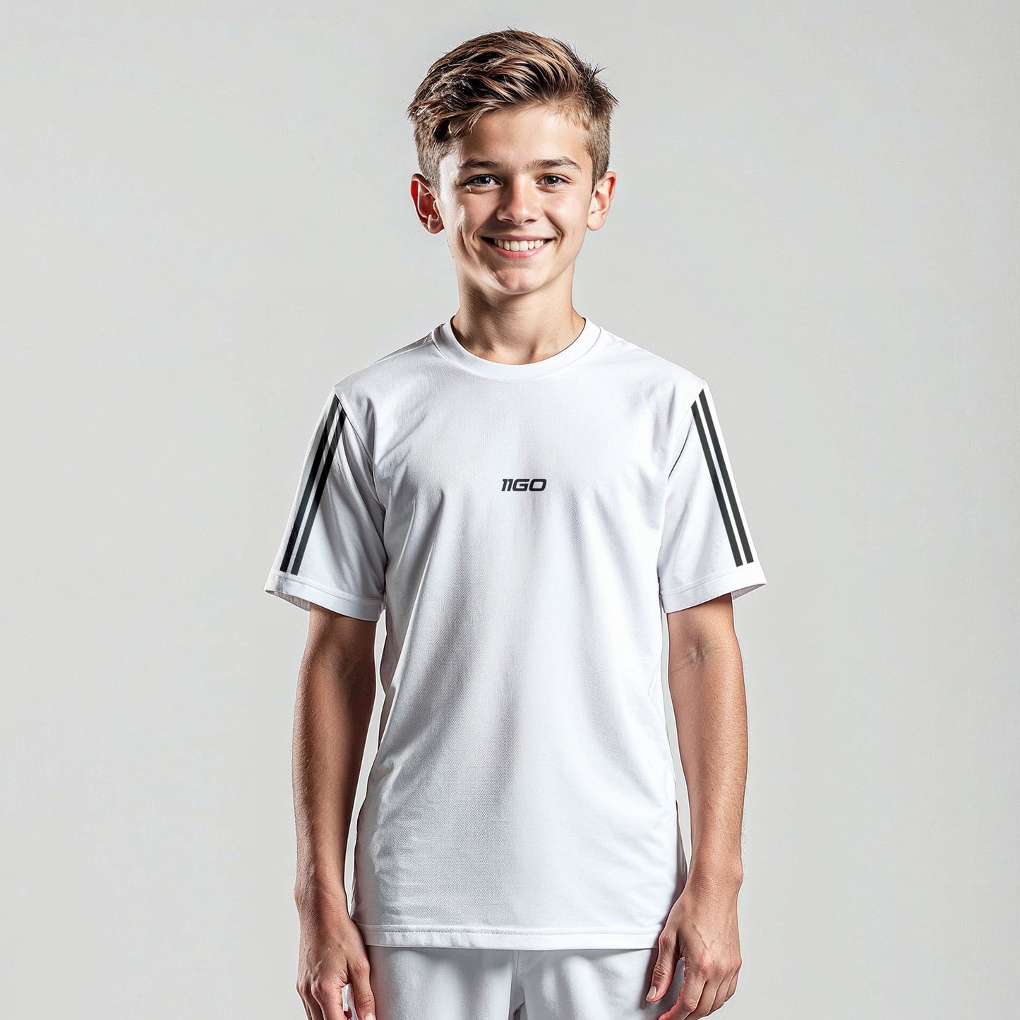 Personalisiertes Kinder-Fußball Set Weiß mit eigenem Namen und Nummer