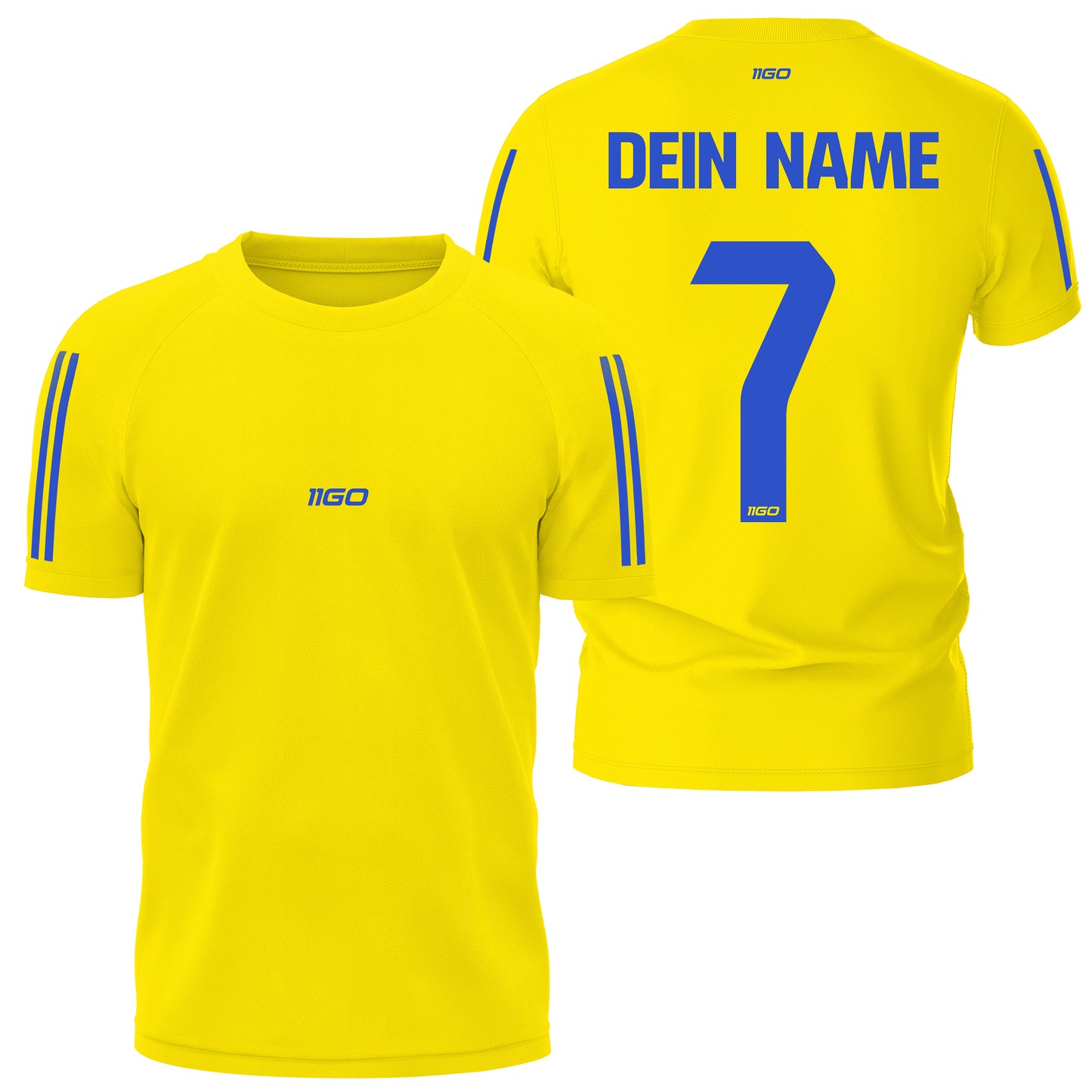 Personalisiertes Fußball Trikot Gelb - Blau mit eigenem Namen und Nummer