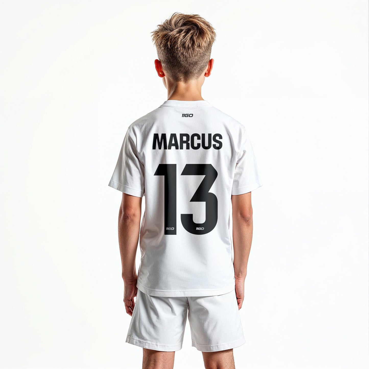 Personalisiertes Fußballtrikot mit Hose Weiß mit eigenem Namen und Nummer