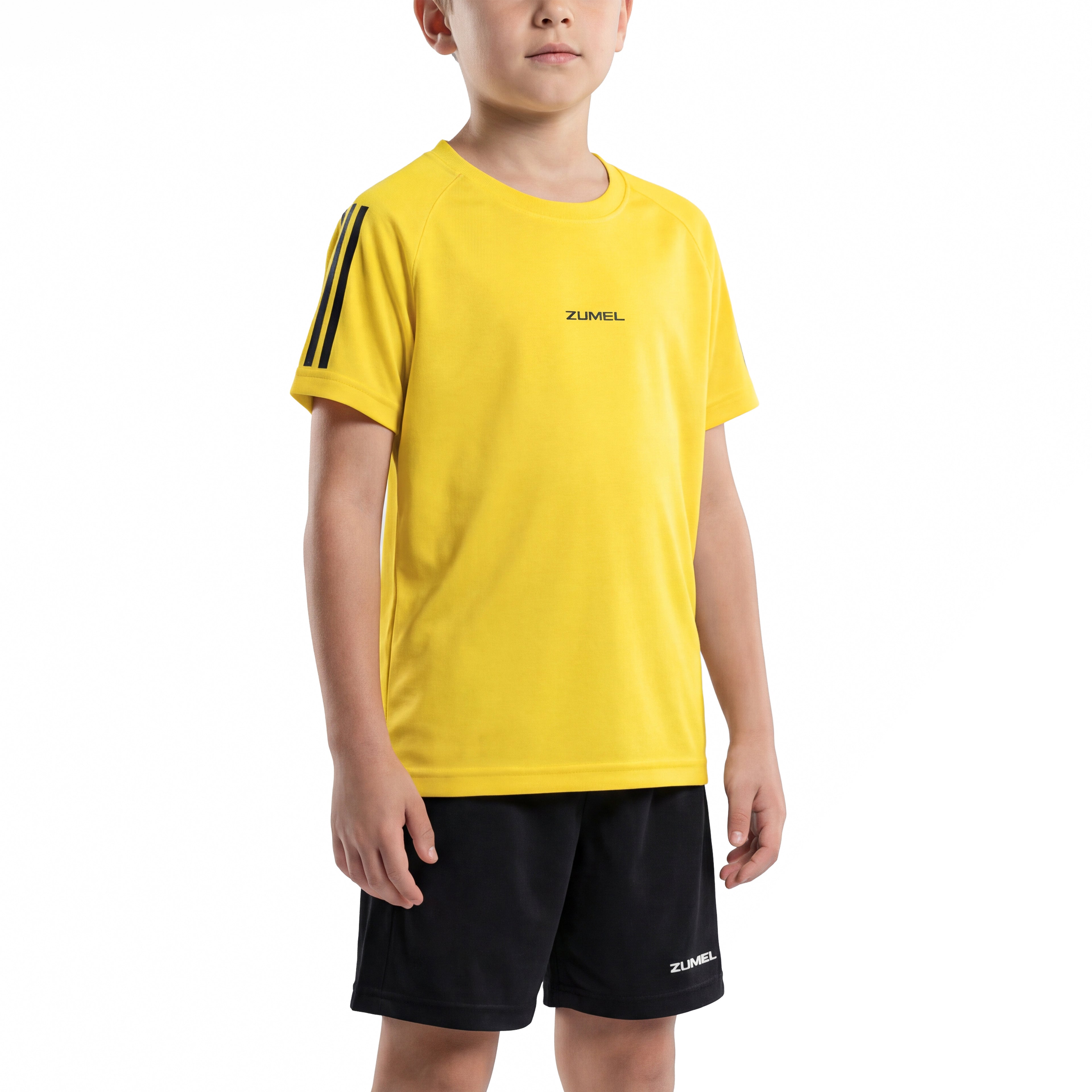 Personalisiertes gelbes Fußballtrikot mit Namen und Nummer