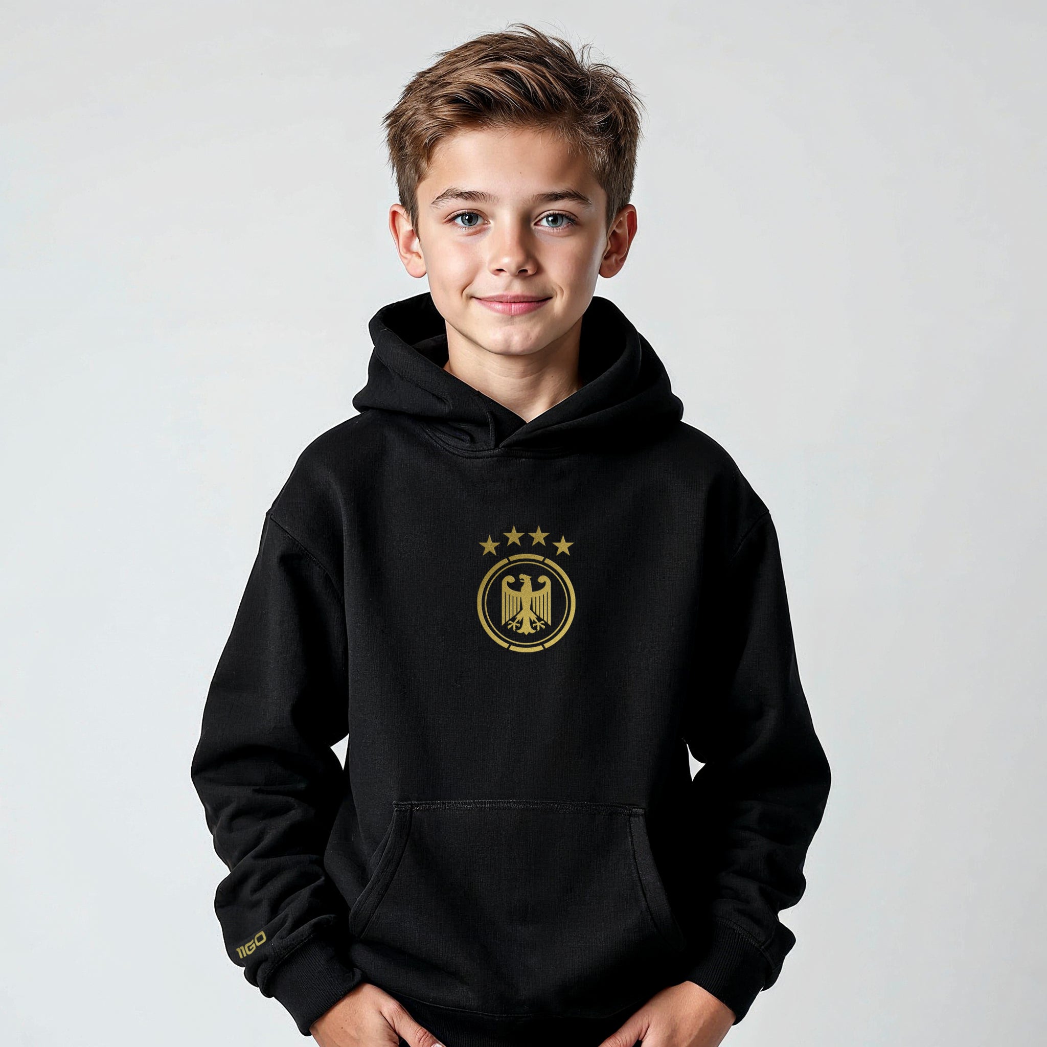 Schwarz Deutscher Fußball-Hoodie für Kinder