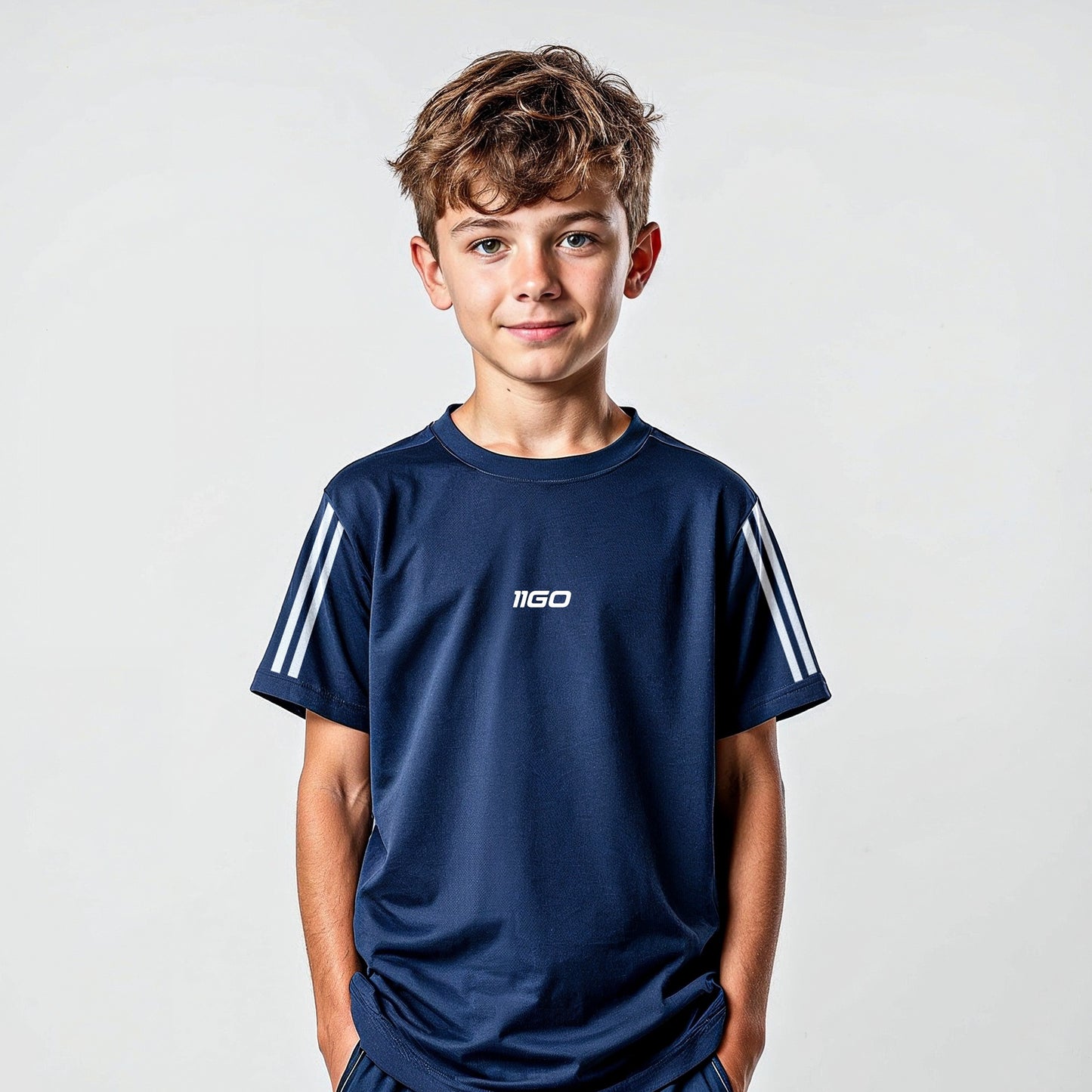 Personalisiertes Kinder-Fußball Set Marine mit eigenem Namen und Nummer