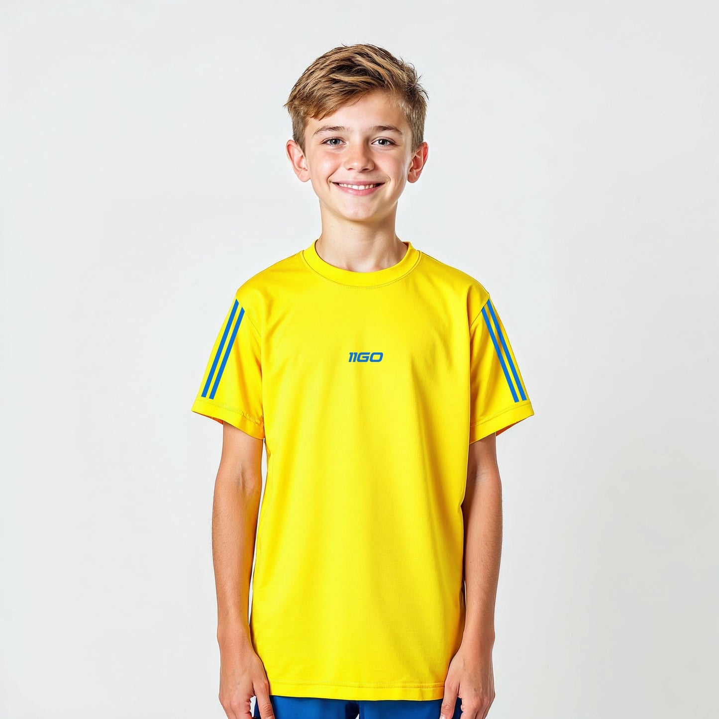 Personalisiertes Fußballtrikot mit Hose Gelb - Blau mit eigenem Namen und Nummer