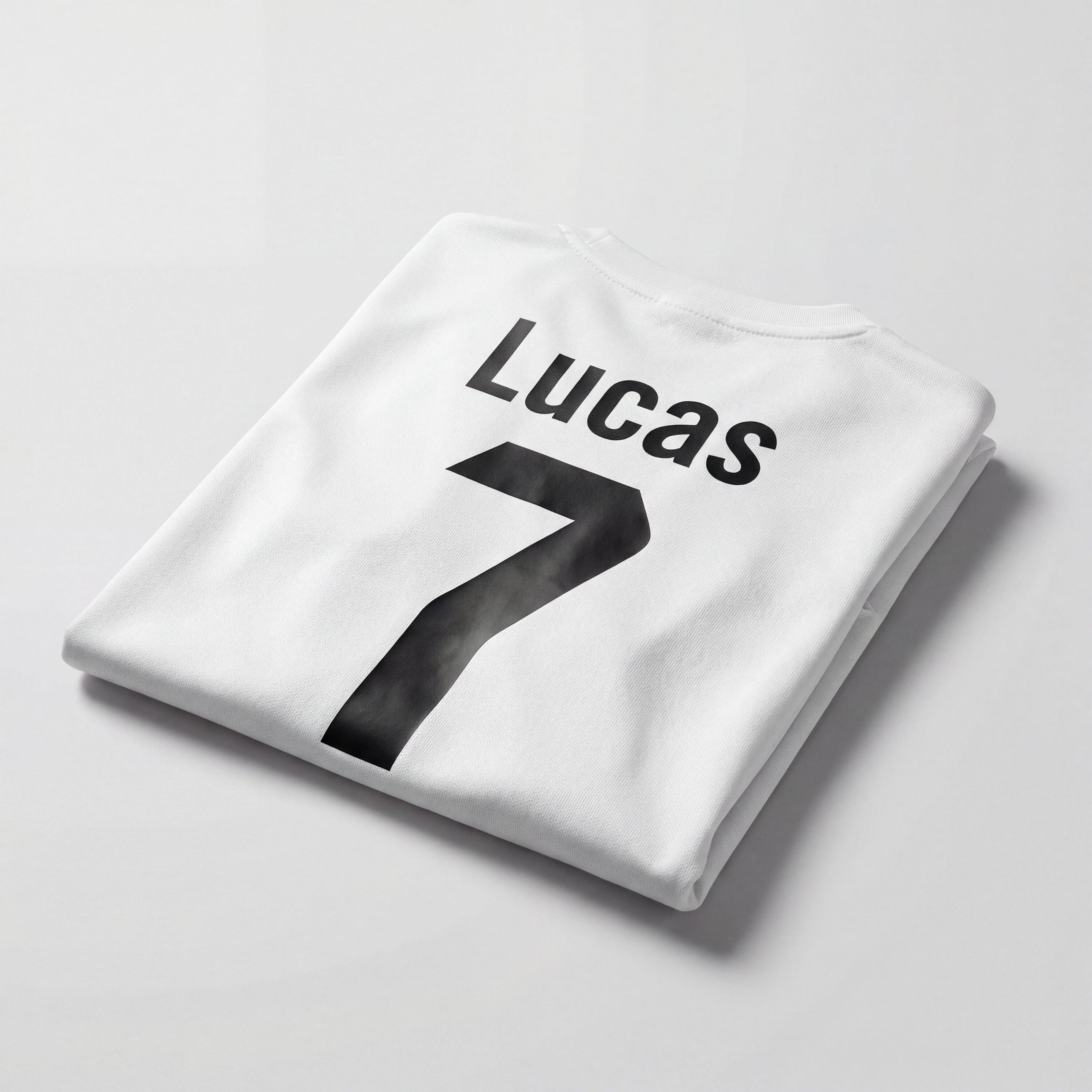 Personalisiertes Kinder-Fußball Set Weiß mit eigenem Namen und Nummer