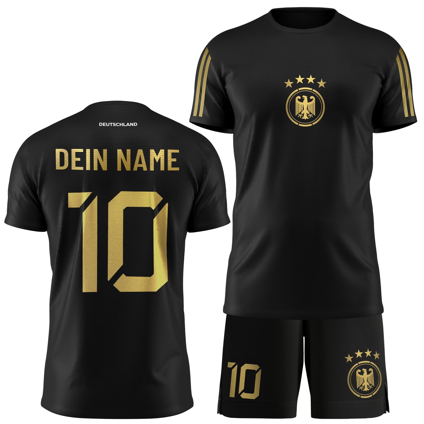 Fußball Deutschland Trikot und Hose mit eigenem Namen personalisiert