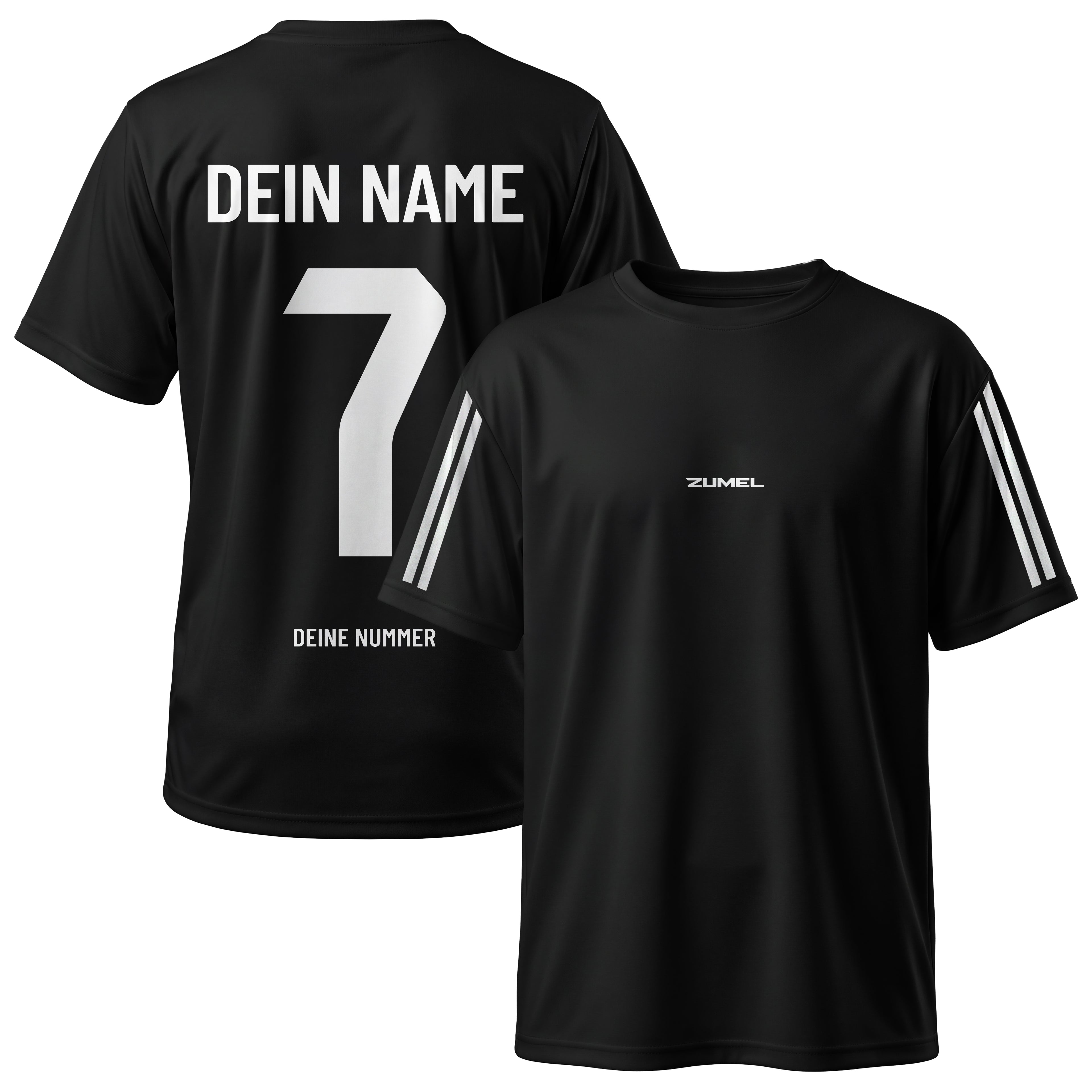 Personalisiertes Fußball Trikot Schwarz mit eigenem Namen und Nummer