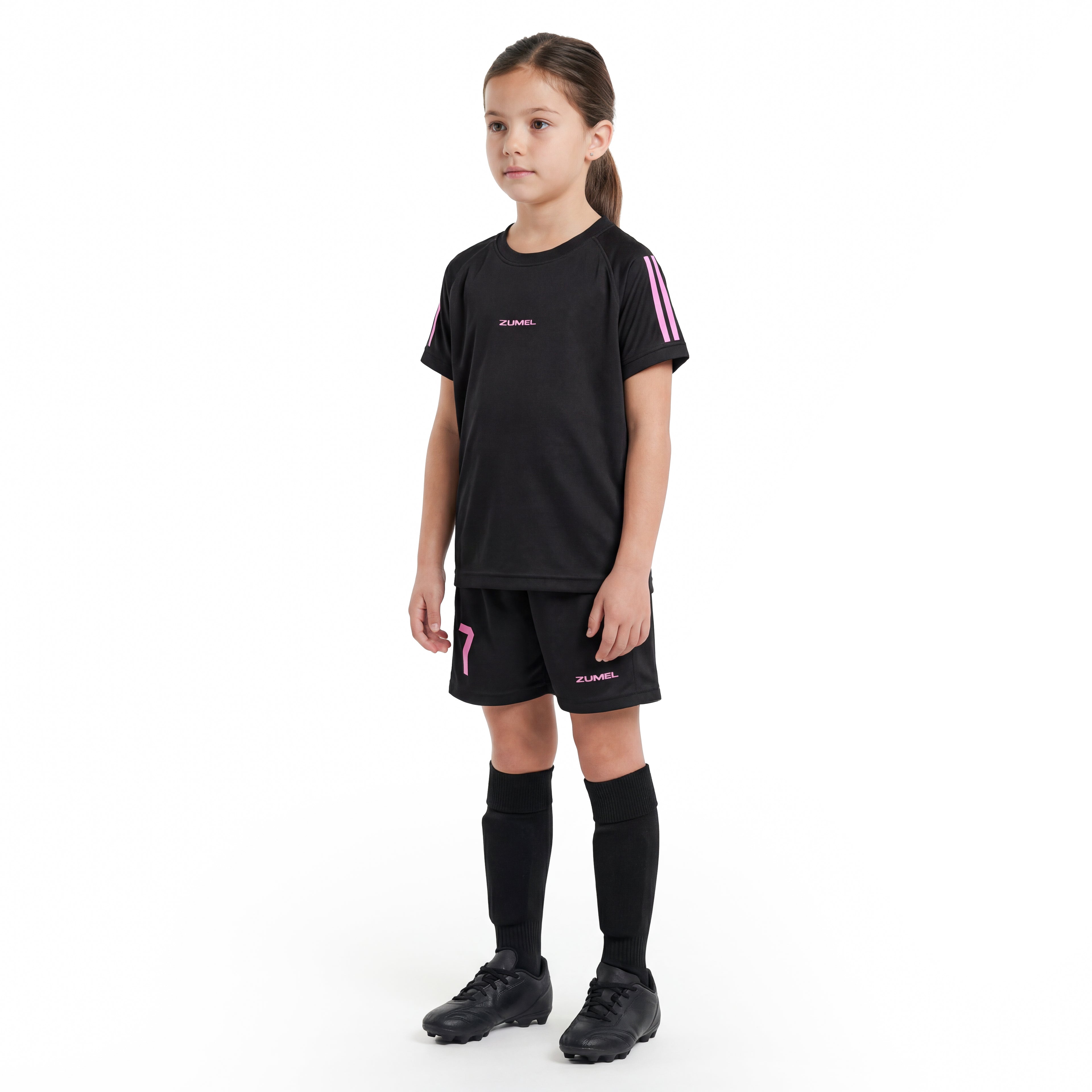 Personalisiertes Kinder-Fußball Set Schwarz-Rosa mit Namen